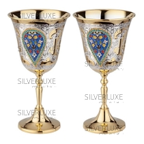 Фужеры "Царские" с позолотой и горячей эмалью на 300 мл