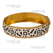 Серебряный браслет с позолотой и горячей эмалью "Незабудка"