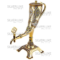 Серебряный графин с позолотой и эмалью на 1000 мл