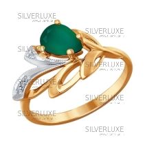 Кольцо из золота с бриллиантами и зелёным агатом