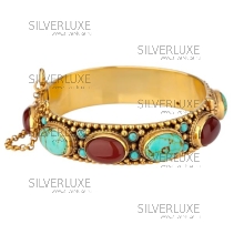 Серебряный браслет с позолотой "Нефертити"