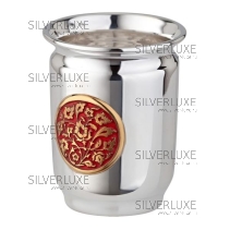 Стопка 999 пробы с позолотой и красной эмалью 