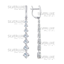 Серьги длинные из белого золота со Swarovski Zirconia