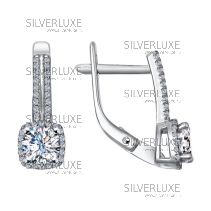 Серьги из белого золота со swarovski zirconia