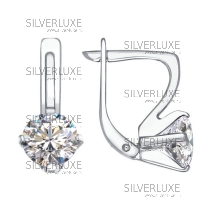 Серьги из белого золота c крупным swarovski zirkonia