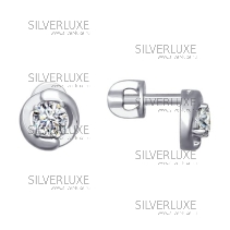 Серьги-пусеты из белого золота со Swarovski Zirconia