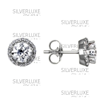 Серьги-пусеты из белого золота со swarovski zirconia