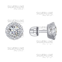 Серьги-пусеты из белого золота со Swarovski Zirconia