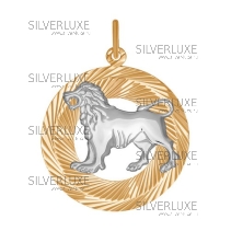 Подвеска знак зодиака из комбинированного золота с алмазной гранью «Лев»