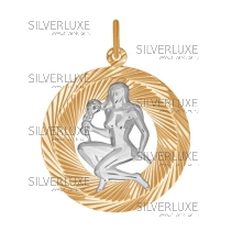 Подвеска знак зодиака из комбинированного золота с алмазной гранью «Дева»