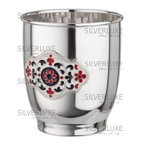 Стакан гладкий 999 пробы с эмалью на 260 мл  (Новинка)