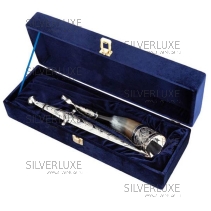 Мужской набор из серебра, кинжал+рог 