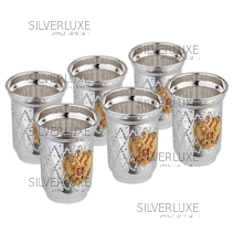 Набор стопок с алмазной огранкой  "Россия" 999 пробы на 65 мл 