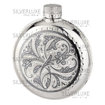 Фляга с чернью серии "Кубачи" на 140 мл (Новинка)