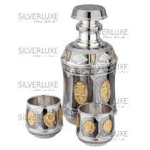 Набор серебряный с позолотой на 2 персоны 