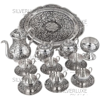 Сервиз чайный с чернью на 6 персон (Новинка)