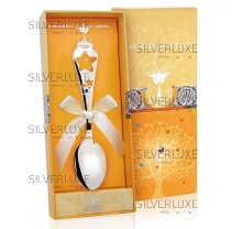 Серебряная детская ложка "Звезда" с синей эмалью