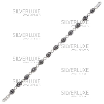 Серебряный браслет-бусы с оксидированием