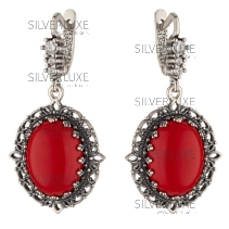 Серебряные серьги с кораллом