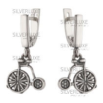 Серьги серебряные "Велосипед"