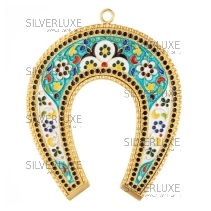 Подкова с позолотой и эмалью 