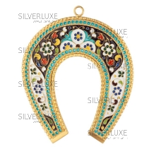 Подкова с позолотой и  эмалью 