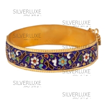 Серебряный браслет с синей эмалью "Незабудка"