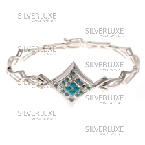 Серебряный браслет с голубыми камнями