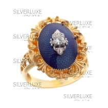 Позолоченное кольцо с синей эмалью