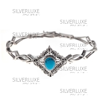 Серебряный браслет оксидированный с бирюзой