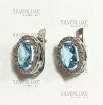 Серьги из серебра с голубым камнем