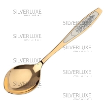 Серебряная столовая ложка "Астра" с позолотой