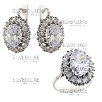 Комплект серебряный с горным хрусталем