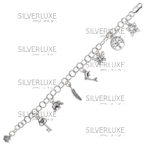 Серебряный браслет с миниатюрными украшениями