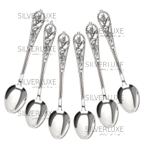 Набор серебряных чайных ложек из серебра "Лепестки"