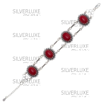 Серебряный браслет с кораллом