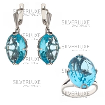 Серебряный комплект с голубым камнем