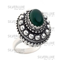 Кольцо кубачинское высокое с хризопразом 