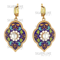 Серебряные серьги с цветной, горячей эмалью «Вдохновение»