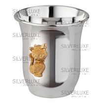 Стакан с позолотой "Котёнок" 999 пробы на 150 мл 