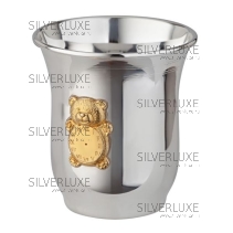 Стакан с позолотой "Мишутка" 999 пробы на 150 мл 