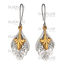 Серебряные серьги с чернением и позолотой