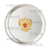 Тарелка мини 999 пробы с гербом России 