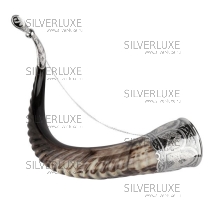 Рог тура серебряный, с питьевой чашей! 