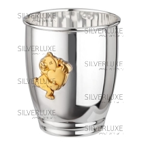 Стакан с позолотой "Мишка с сердцем" 999 пробы на 150 мл 