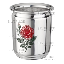 Стаканчик "Роза" 999 пробы с холодной эмалью на 110 мл (Новинка)