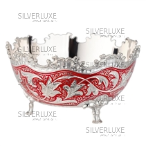 Конфетница серия "Жасмин" с красной холодной эмалью (Новинка)