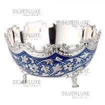 Конфетница серия "Жасмин" с синей холодной эмалью (Новинка)