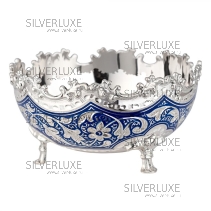 Конфетница "Жасмин" мини, с синей холодной эмалью (Новинка)