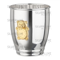 Стакан с позолотой "Мишутка" 999 пробы на 150 мл (Новинка)